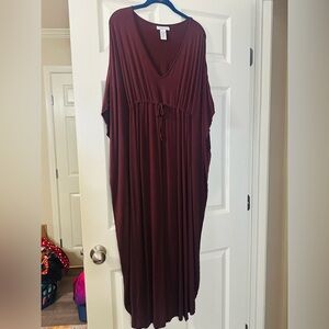 Barefoot Dreams Deep Burgundy Maxi Caftan Dress